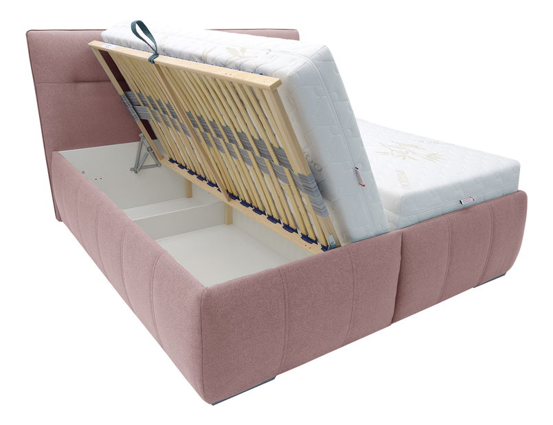 Manželská postel 180 cm Isuna (růžová) (s roštem) (s úl. prostorem)