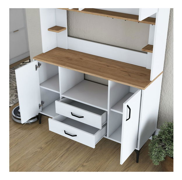 Policová skříň Jenaretta 168 (bílá + ořech)