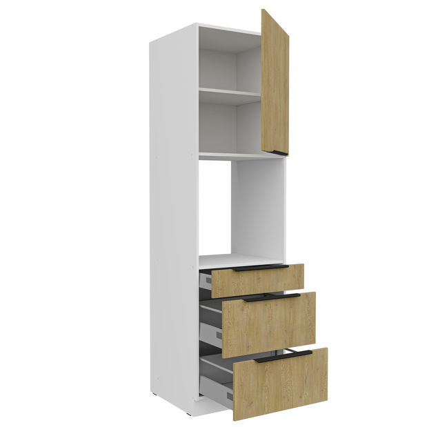 Potravinová kuchyňská skříňka na troubu Carminia 60 DPS-210 3S1F PREMIUM BOX (dub cremona + bílá)