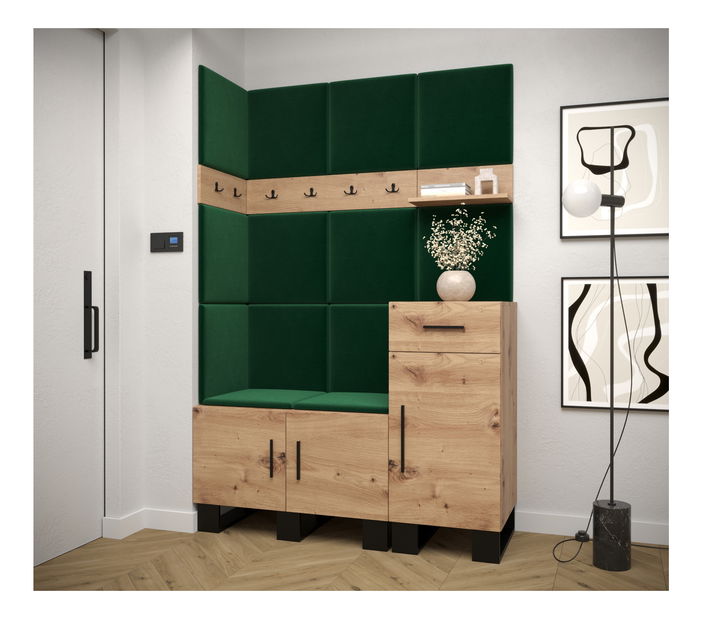 Předsíňová sestava Amanda 10 (dub artisan + zelená)