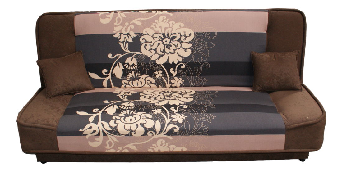 Pohovka Finka (tmavě hnědá + vzor květiny)