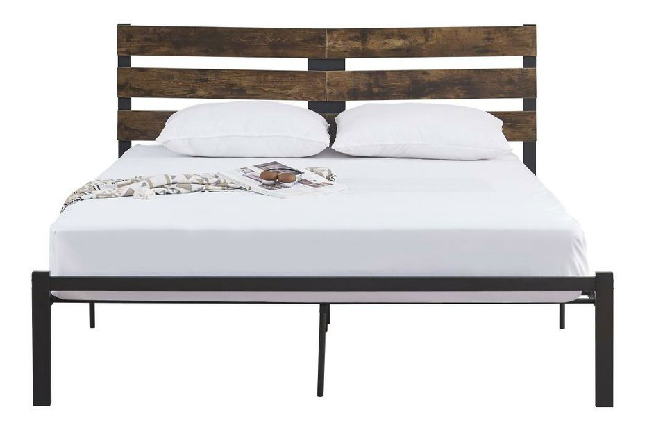 Manželská postel 160 cm Acabarian (černá + dub rustikal) (s roštem)