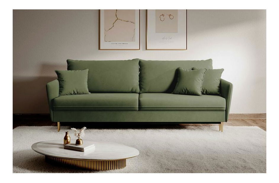 Pohovka trojsedačka Vivaldio (olivová + zlatá)