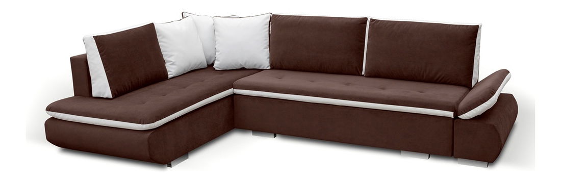 Rohová sedací souprava Artamo (tmavěhnědá + bílá) (L)