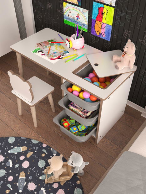 Dětský stolek se židlí Sonka 1 (bílá + šedá)
