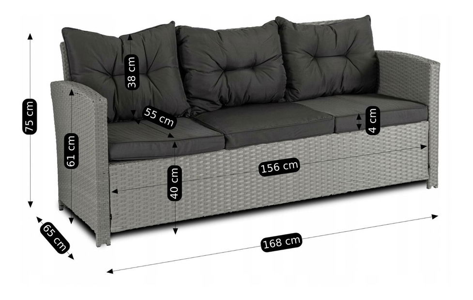 Zahradní set Comidas (šedá) (pro 7 osob)