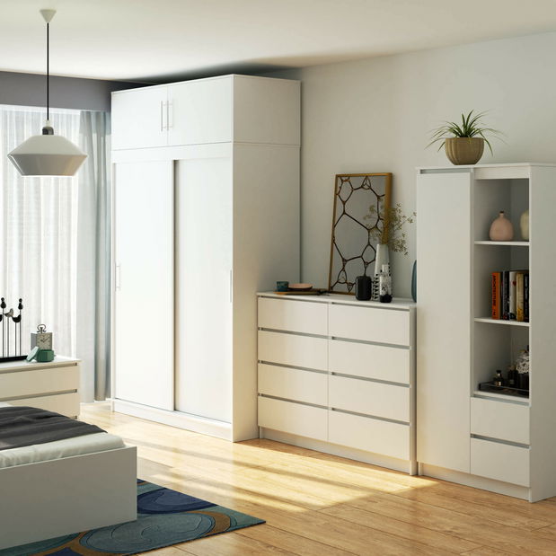 Posuvná skříň (s nástavbou) Servicio (bílá)