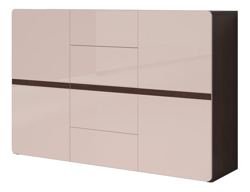 Komoda Salvia Typ 26 (dub sonoma tmavá + šedý lesk)