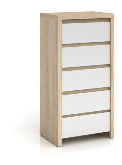 Komoda BRW Kaspian KOM5S (dub sonoma + lesk bílý)