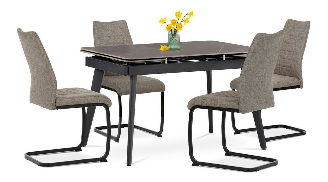 Rozkládací jídelní stůl Hildebranda (šedý mramor) (pro 4-6 osob)