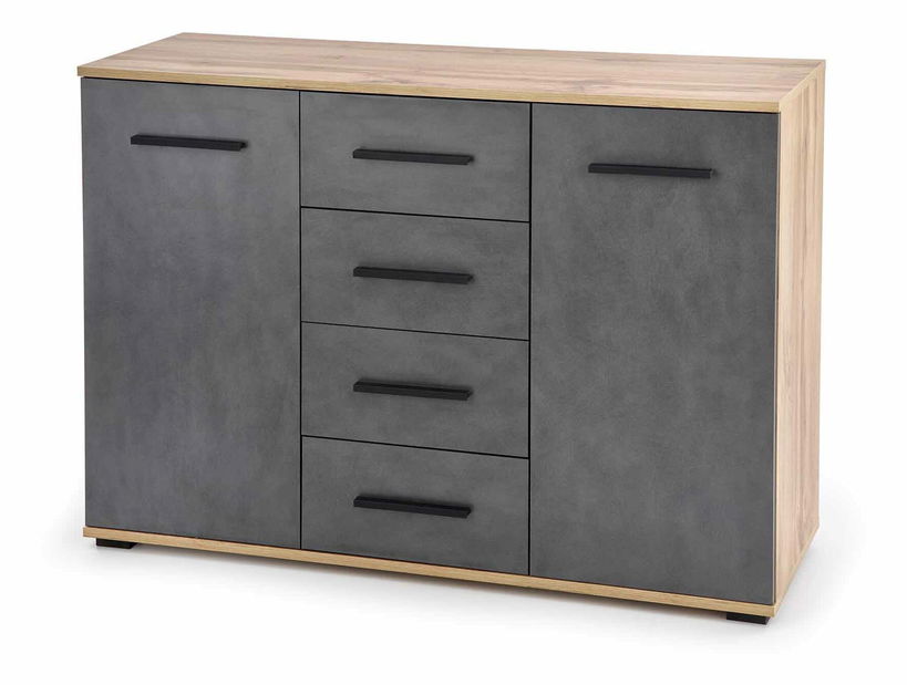 Komoda Lappa (šedá + dub wotan)