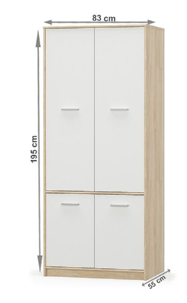 Šatní skříň Thornham 4D (bílá)