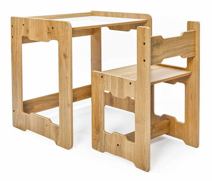  Set dětský stolek a židle Sease 2 (bílá + naturální)