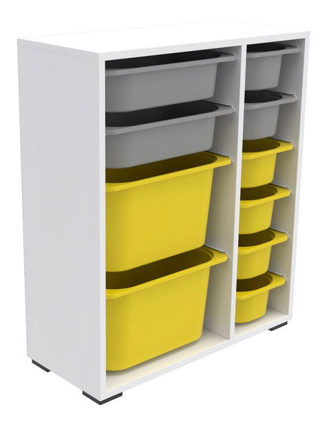 Organizér na hračky Dremonka 10 (bílá + šedá + žlutá)