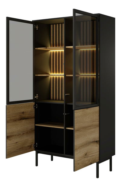 Vitrína Lenge I (černá + dub coast evoke)