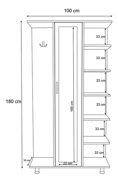 Předsíňová stěna Etela (dub + bílá)