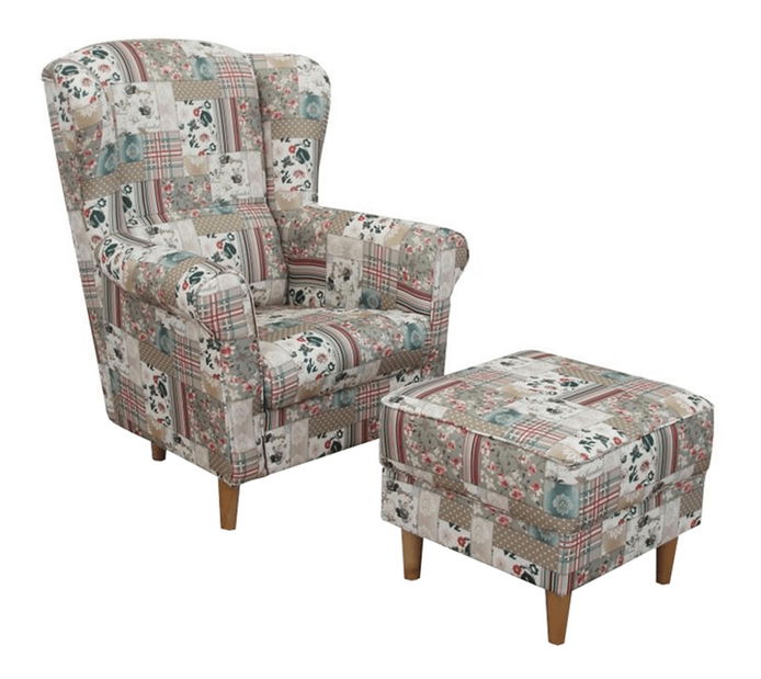 Křeslo ušák s taburetem Aevo Viorica 1