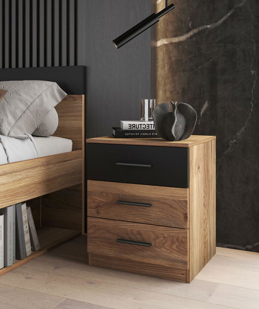 Noční stolek Benson MW22 (dub mauvella + černá)