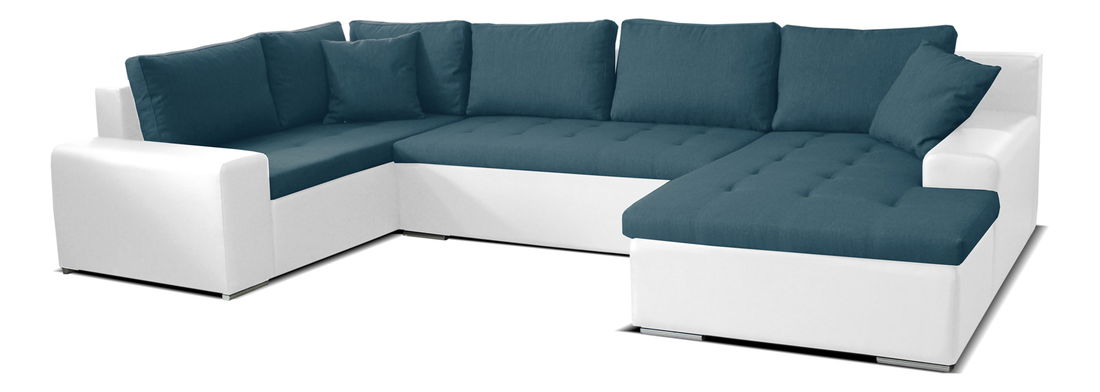 Rohová sedací souprava U Moreno BL+2+L (tyrkysová + bílá) (P)