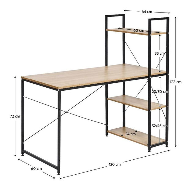 PC stolek Vintea (dub + černá)