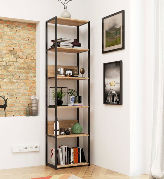 Regál Loriana II (černá + dub sonoma)