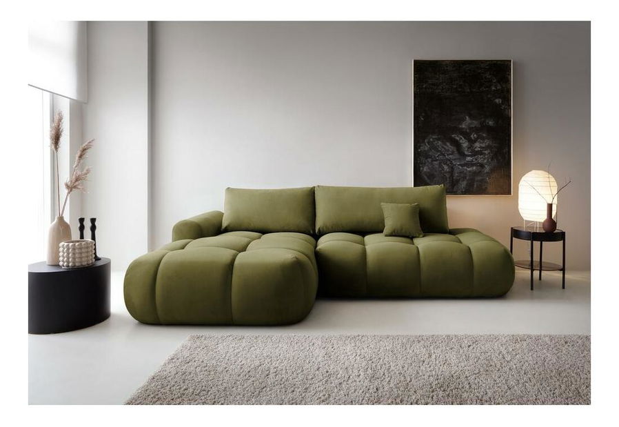 Rohová sedací souprava Ombre (L) (olivová + černá)