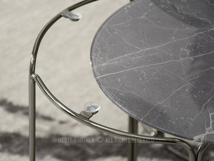 Konferenční stolek Belianni Zest (šedý mramor + nikl)