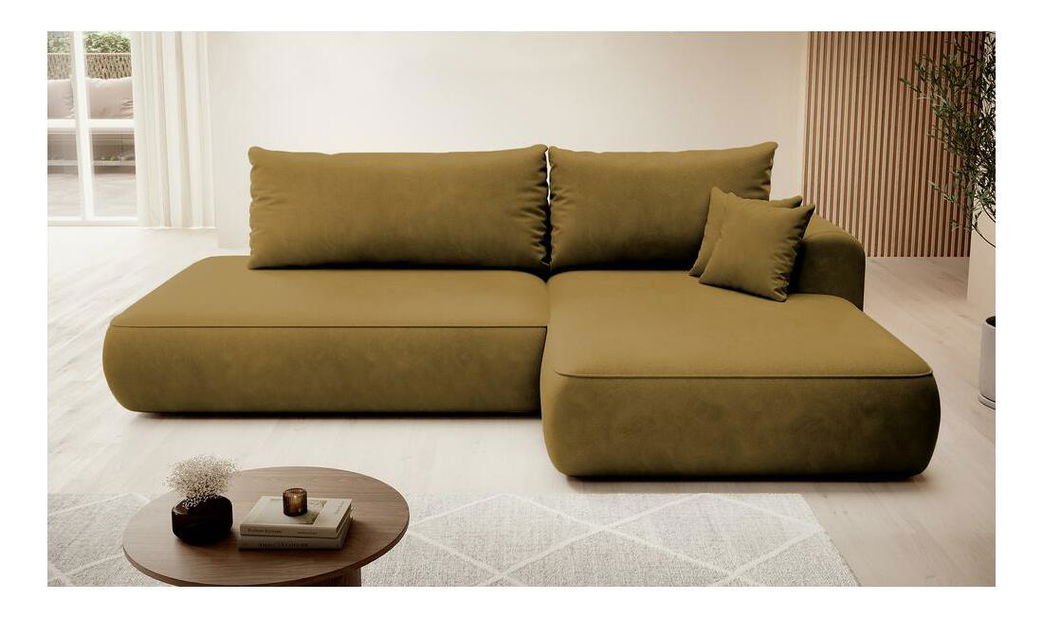 Rohová sedací souprava Fergie (P) (zlatá + černá)