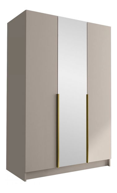 Šatní skříň Merpata II (bílá + zlatá) (se zrcadlem)