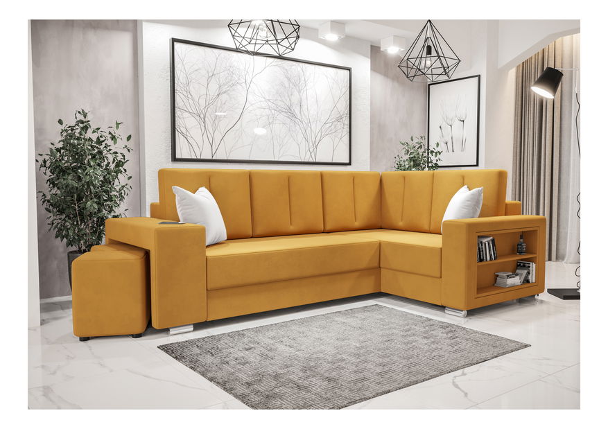 Rohová sedací souprava Lush (žlutá) (P)