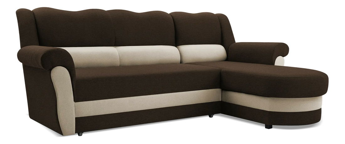 Rohová sedacia súprava Burdur (tmavohnědá + béžová) (P)