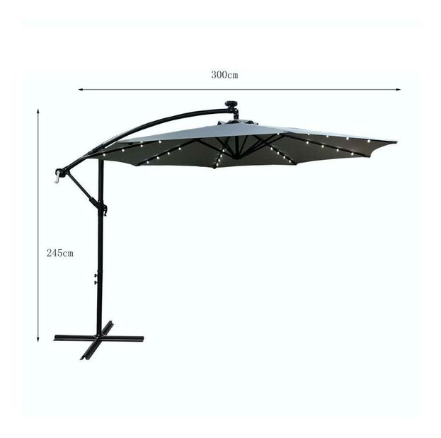 Zahradní slunečník Muller (světle šedá) (s osvětlením)