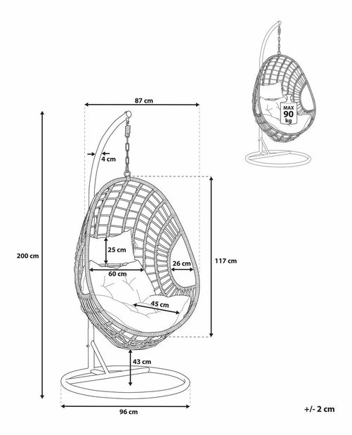 Závěsné křeslo se stojanem ARNO (kov) (béžová)