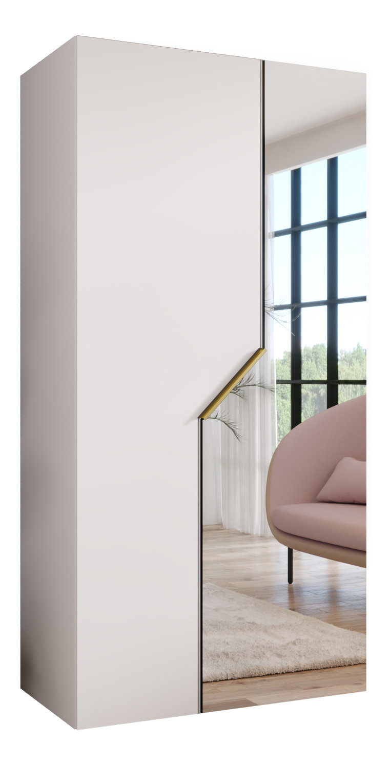 Šatní skříň Alaris 2 100 (bílá + zlatá) (se zrcadlem)