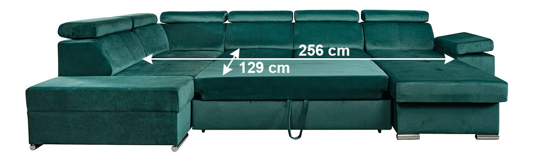 Rohová sedačka ve tvaru U Lamour (smaragdová) (P)