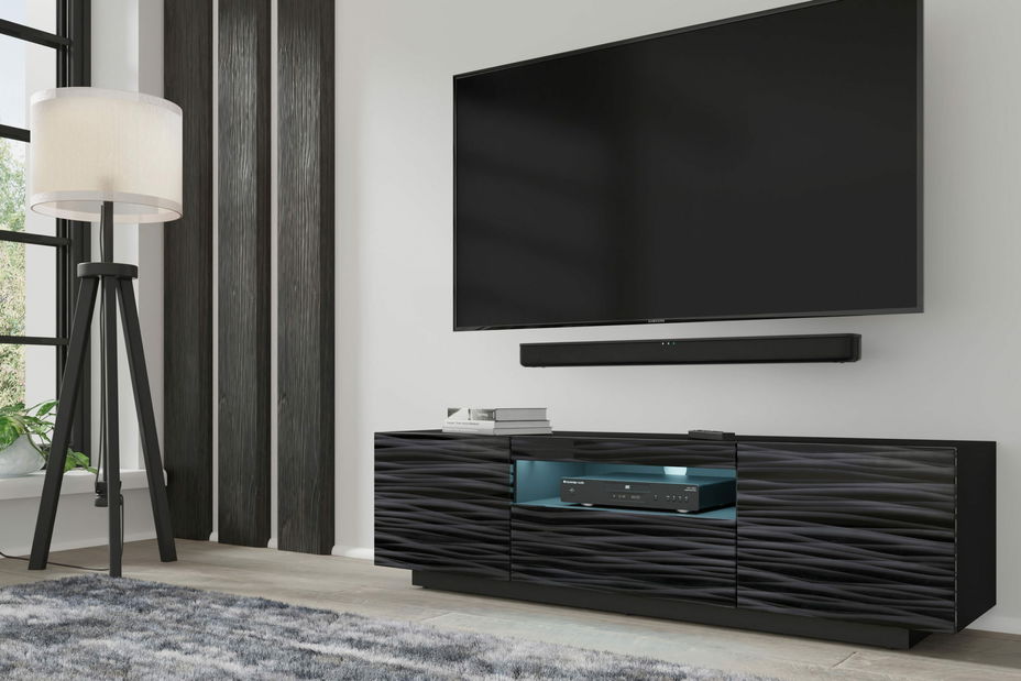 TV stolek/skříňka Aurora 150 (sahara černá) (s LED osvětlením)