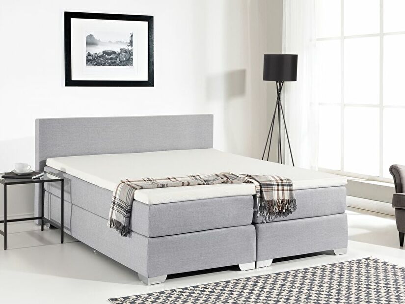 Manželská postel Boxspring 180 cm PREMIER (s matracemi) (světle šedá)