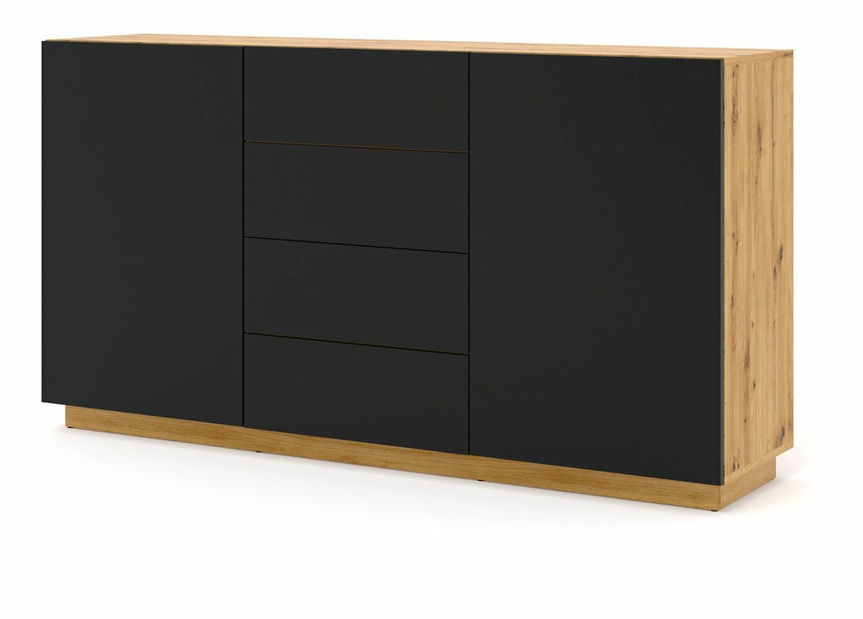 Komoda Aurora KOM2D4S (dub artisan + matná černá)