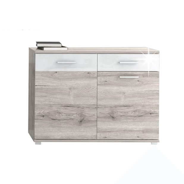 Komoda Rosenea Typ 3 dub canyon + lesk vysoký bílý