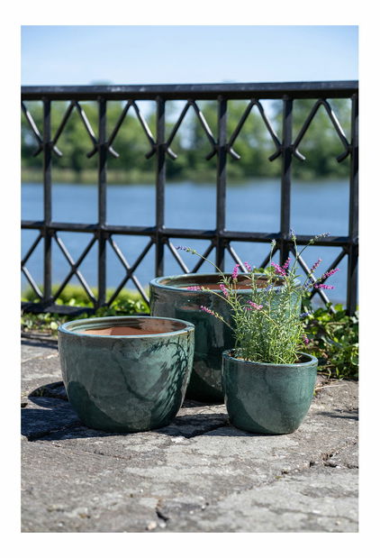 Set 3 ks květináčů Bvadina (tmavě zelená)