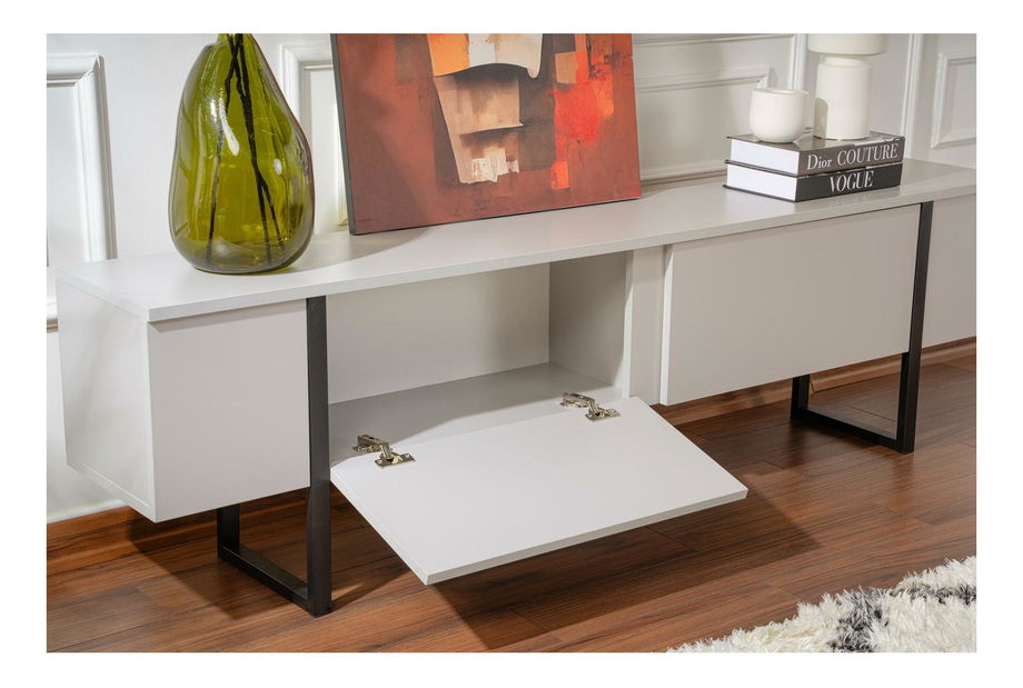 TV stolek/skříňka Seronitta (šedá + černá)