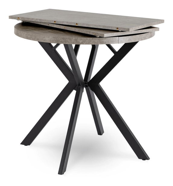 Rozkládací jídelní stůl Desistir (beton + černá) (pro 4-8 osob)