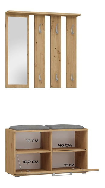 Předsíňová sestava Oasis 1 (dub artisan) (se zrcadlem)