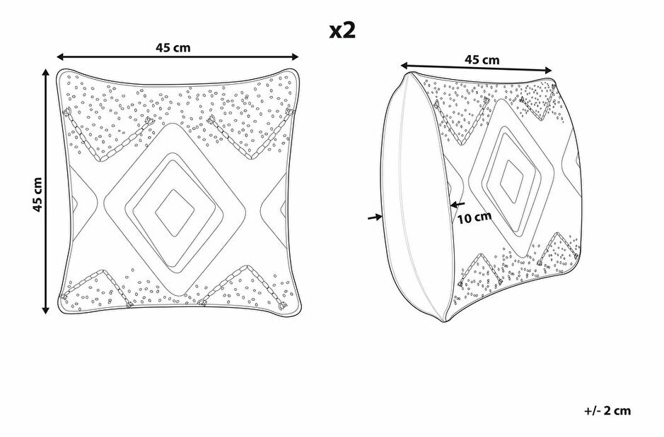 Sada 2 ozdobných polštářů 45 x 45 cm Solan (vícebarevná)
