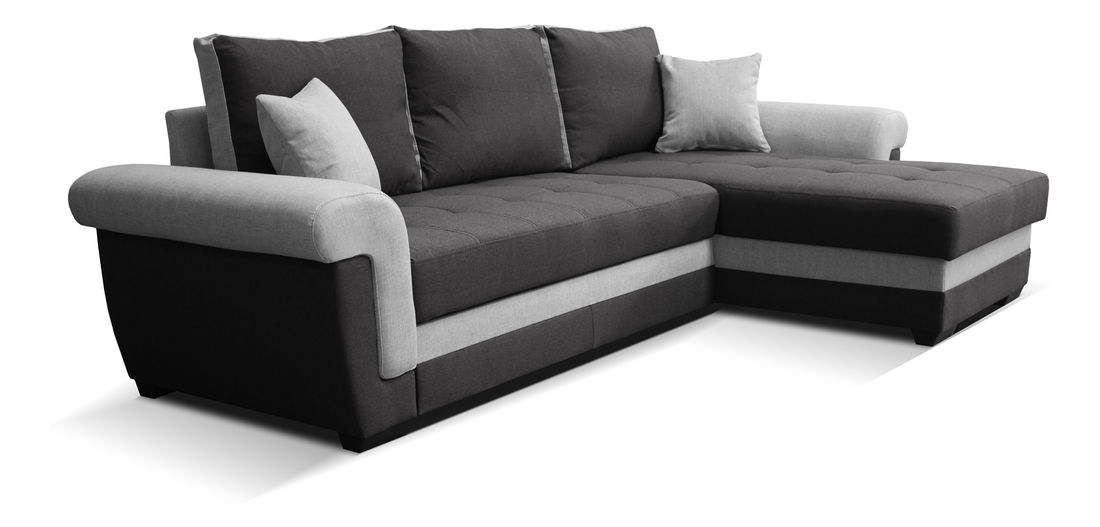 Rohová sedací souprava Rony 2F+L (černá + šedá) (P)