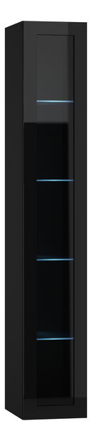 Vitrína na stěnu Vigo 180 sklo LED černá (s osvětlením)