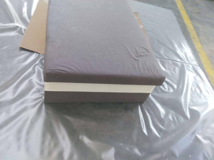 Rohová sedačka Hasina (sivá + čierna) (s poličkou a taburetkou) (s bonell pružinami) (P) *bazar