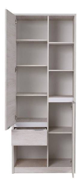 Regál Verdek R2D1SZ VD08 (dub bílý + grafit lesk) *výprodej