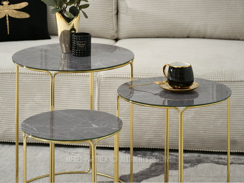 Konferenční stolek Belianni Zest (šedý mramor + zlatá)