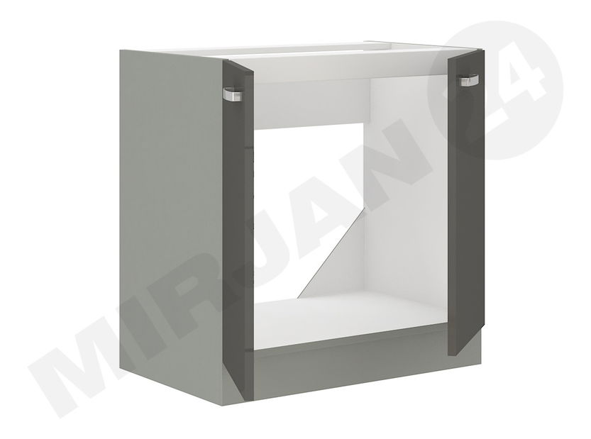 Dolní kuchyňská skříňka pod dřez Milo 80 ZL 2F BB (šedá + krémový lesk)
